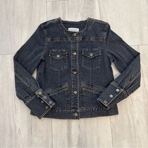 Blue Collarless denim jacket size S Casual corner ANNEX